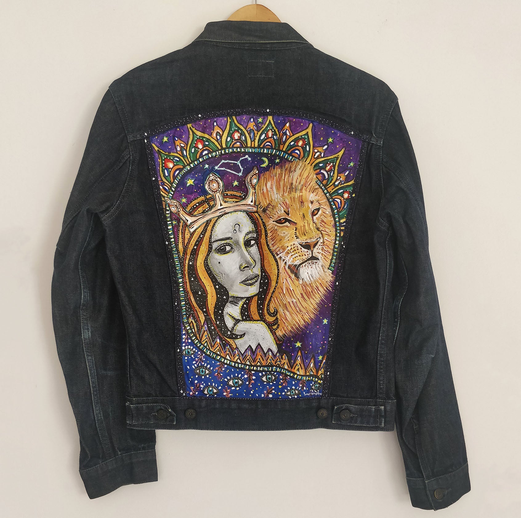 SOLD Leo Female Hand Painted One Of A Kind Denim Jacket