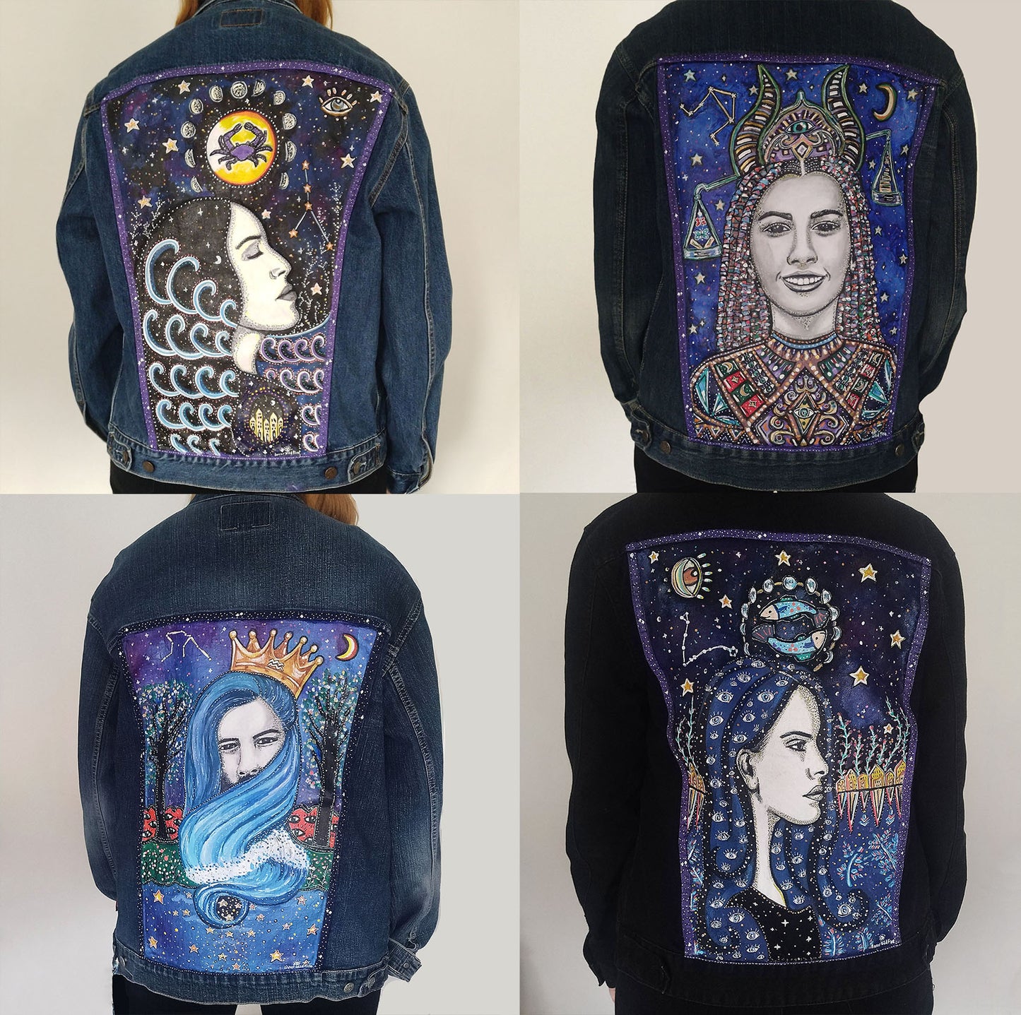 Custom Star Sign Hand Painted One Of A Kind Denim Jacket