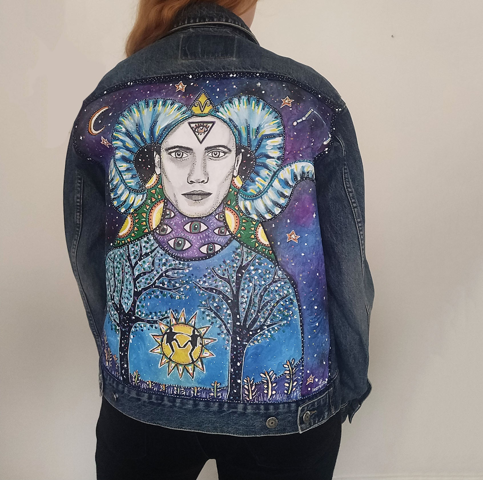 Custom Star Sign Hand Painted One Of A Kind Denim Jacket