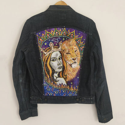 SOLD Leo Female Hand Painted One Of A Kind Denim Jacket
