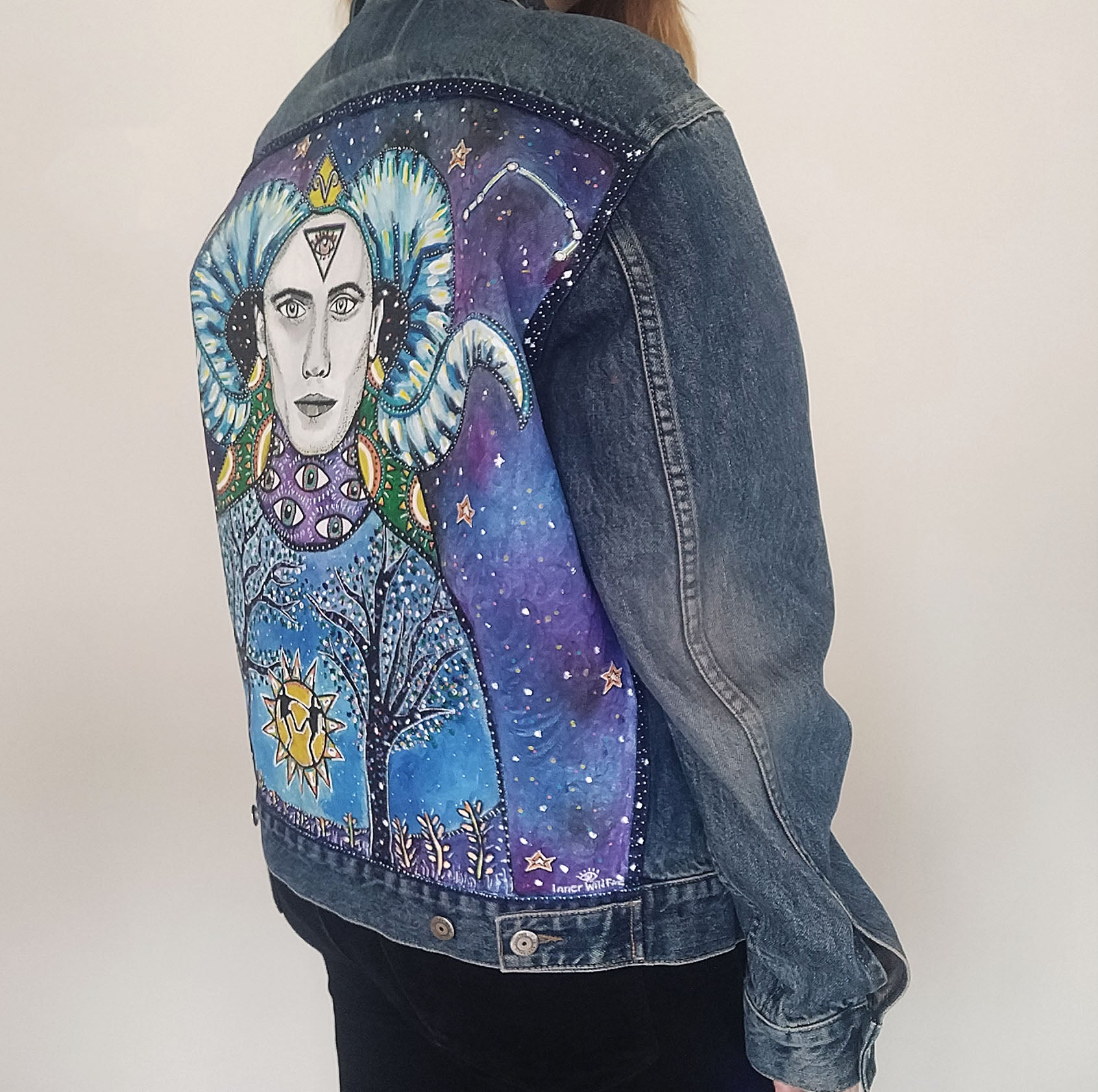 SOLD Aries Hand Painted One Of A Kind M Denim Jacket