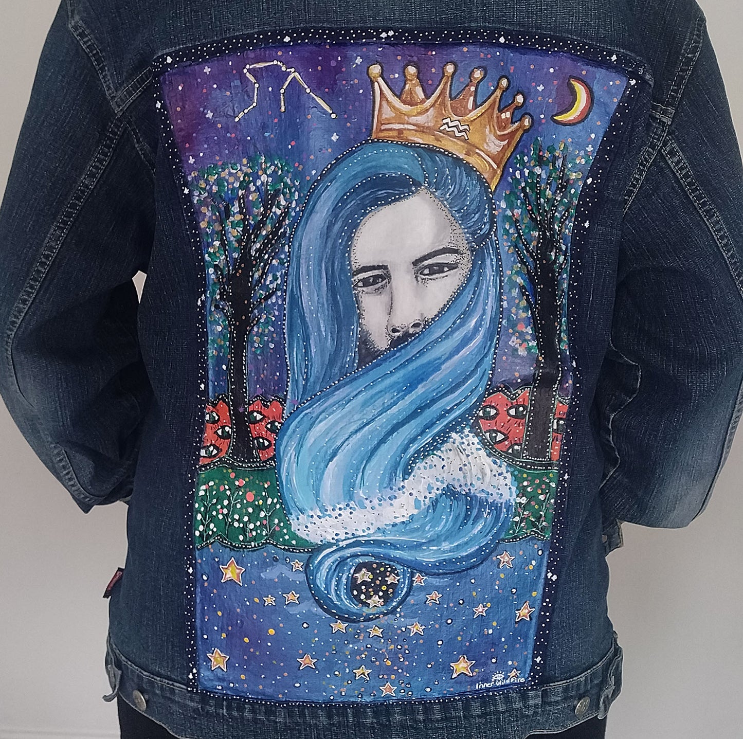 SOLD Aquarius Hand Painted One Of A Kind M Denim Jacket