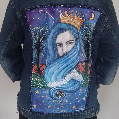 SOLD Aquarius Hand Painted One Of A Kind M Denim Jacket