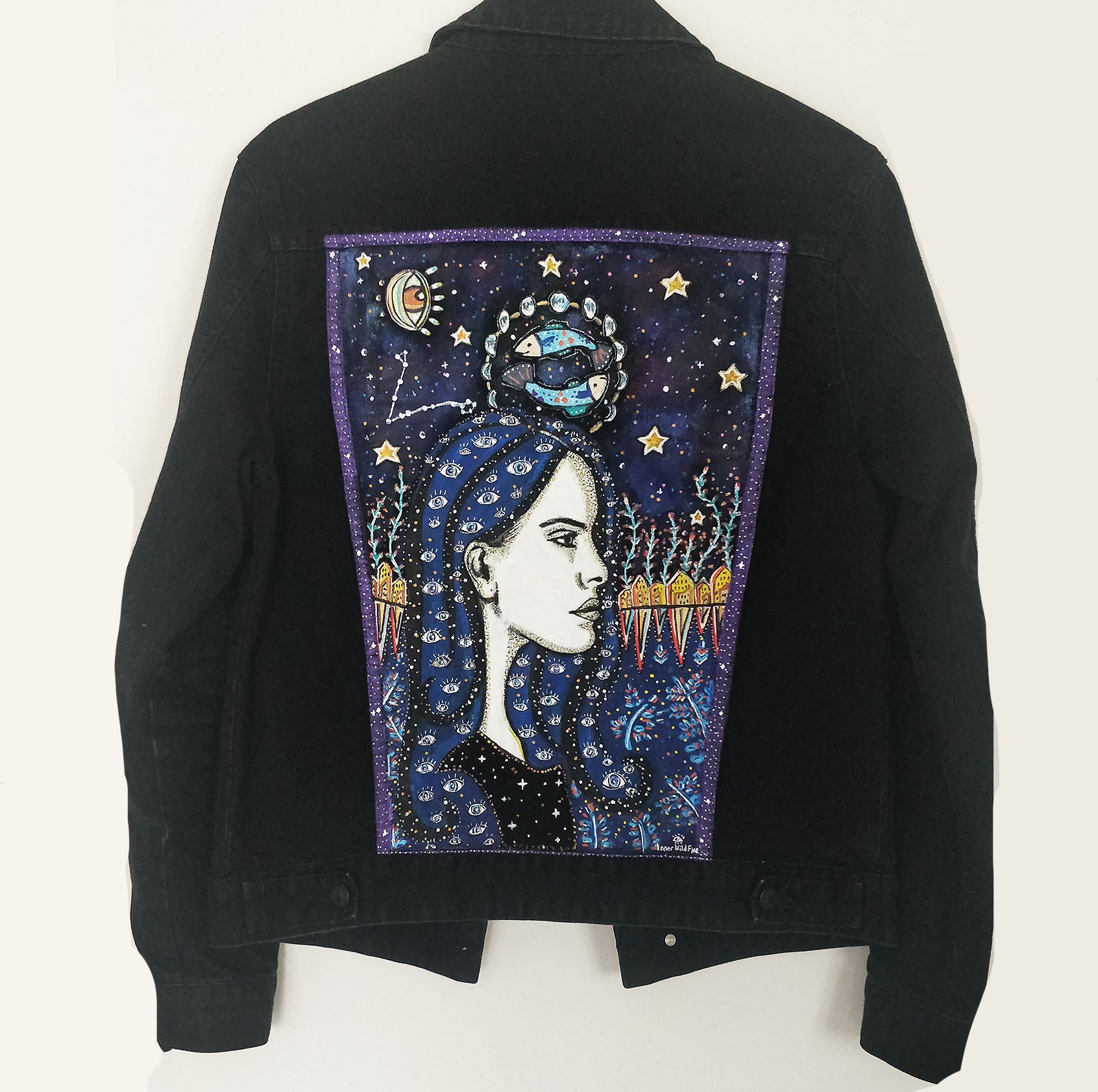 SOLD Pisces Hand Painted One Of A Kind S Denim Jacket