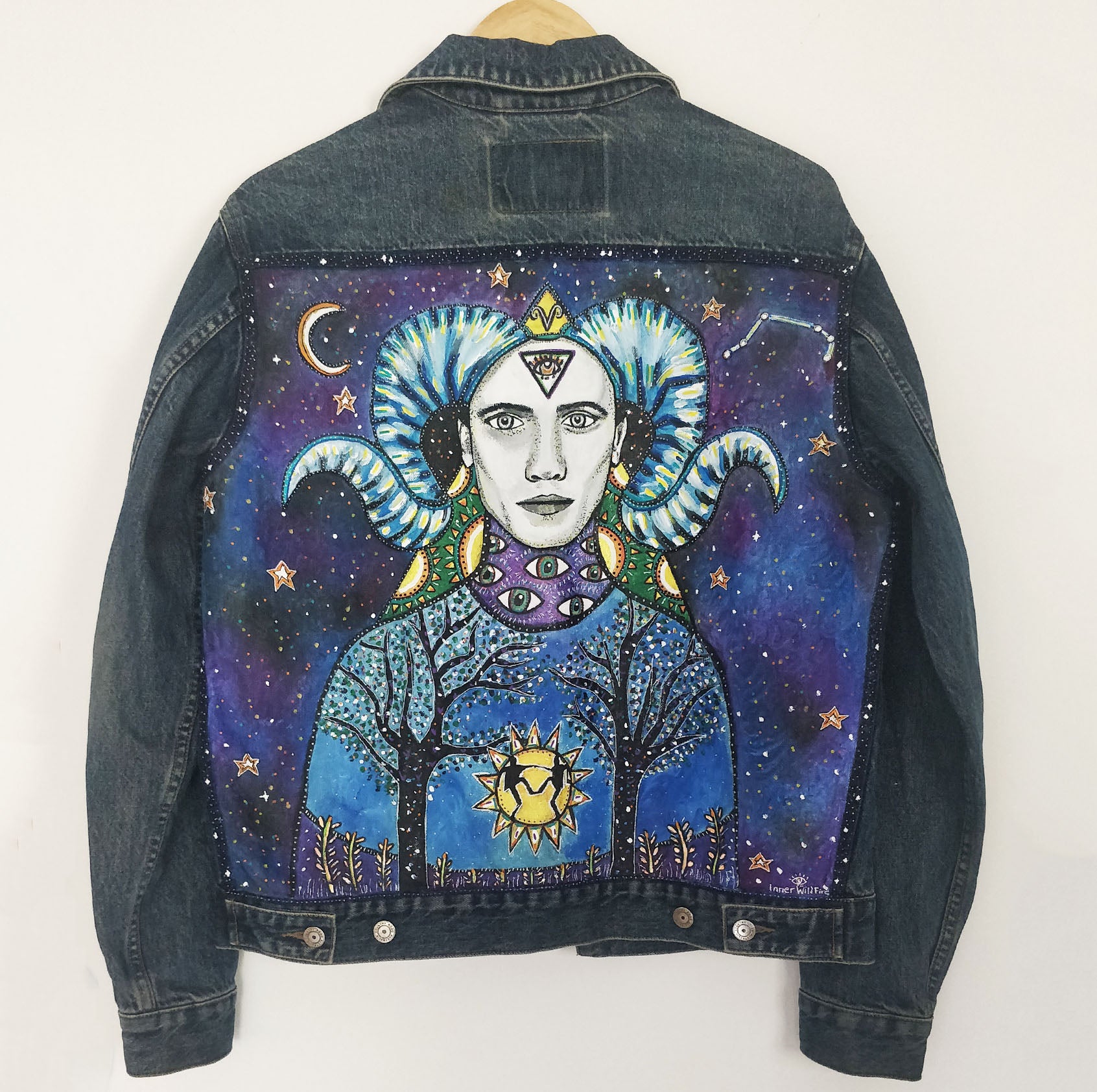 SOLD Aries Hand Painted One Of A Kind M Denim Jacket