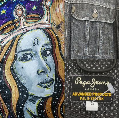 SOLD Leo Female Hand Painted One Of A Kind Denim Jacket