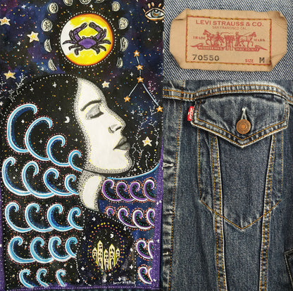 SOLD Cancer Hand Painted One Of A Kind M Denim Jacket