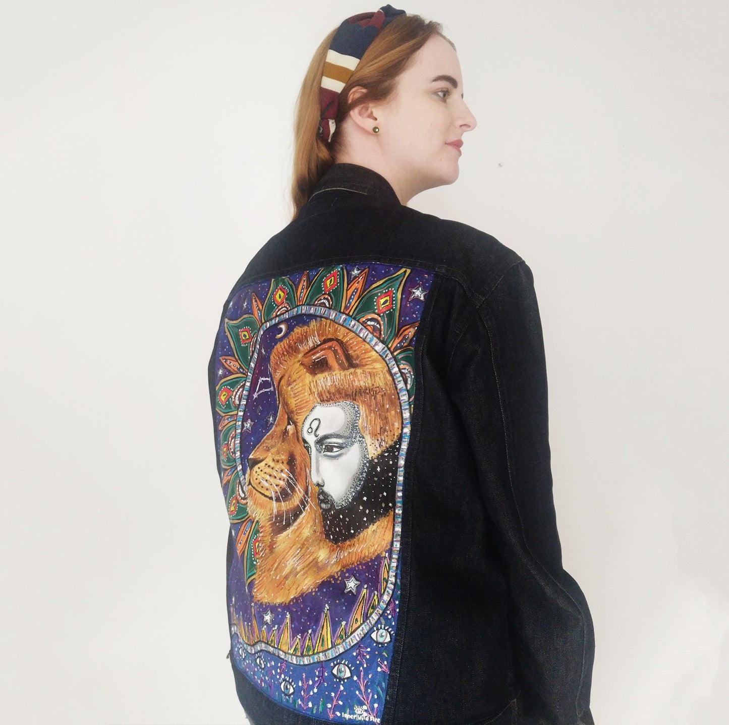 SOLD Leo Male Hand Painted One Of A Kind Denim Jacket