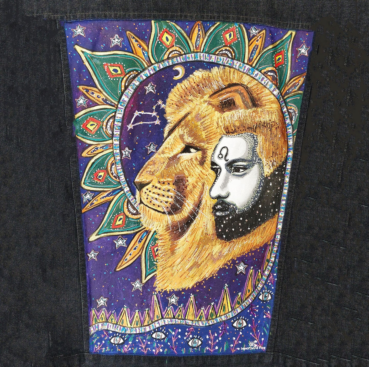 SOLD Leo Male Hand Painted One Of A Kind Denim Jacket